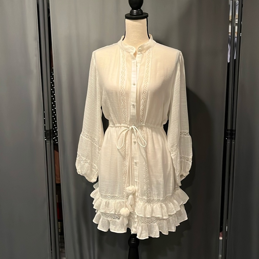Zara off white linen blend dress